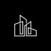 Insignia branding symbol of building architecture icon logo template for company emblem. Real estate creative line art white on black background.